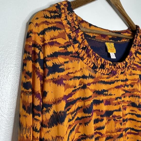Ruby Rd Shirt Womens 2X Animal Print Pullover 3/4 Sleeve Stretch Top - Picture 2 of 6